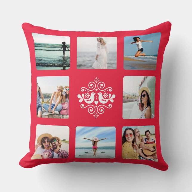 Personalized Folk Pattern Throw Pillow (Front)
