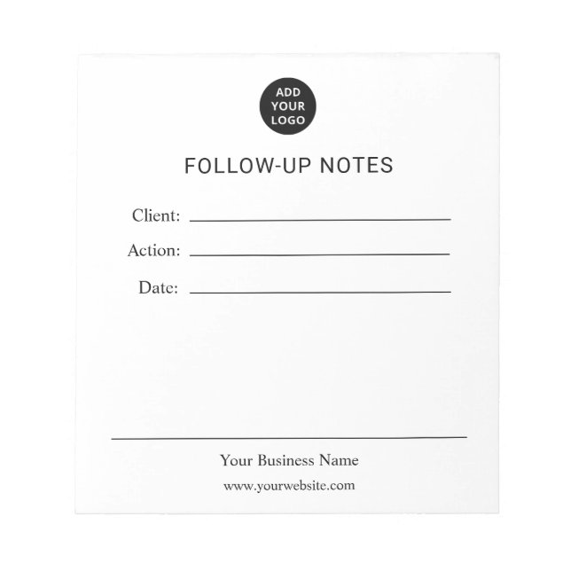 Personalized Follow Up Notes Notepad (Front)
