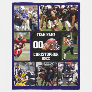 Personalized Football photo collage Sports Fleece Blanket