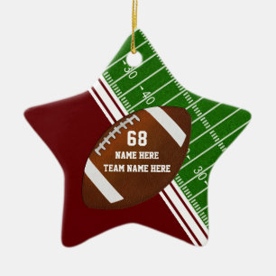 Personalized Football Player Ornaments, Maroon Ceramic Ornament