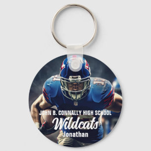 Personalized Football Player Photo High School Key Ring
