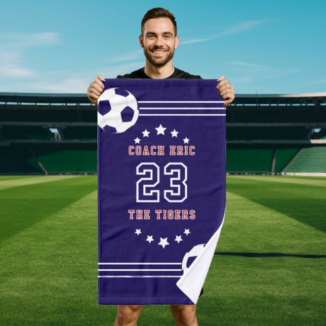 Personalized football soccer Sports Players Coach Hand Towel (Creator Uploaded)