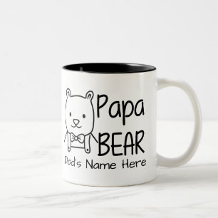 Personalized for Dad, Black Papa Bear, two-sided Two-Tone Coffee Mug