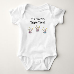 personalized for triplets, triplets gift idea,  baby bodysuit