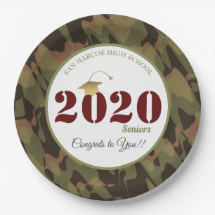 Personalized Forest Camouflage Pattern Graduation Paper Plate