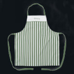 Personalized Forest Green Stripe Pattern Apron (M)<br><div class="desc">Apron Medium (66 x 76.2 cm) - Cute Personalized Forest Green Stripe Pattern. Change to your name or text of choice.</div>