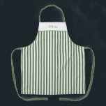 Personalized Forest Green Stripe Pattern Apron (M)<br><div class="desc">Apron Medium (66 x 76.2 cm) - Cute Personalized Forest Green Stripe Pattern. Change to your name or text of choice.</div>