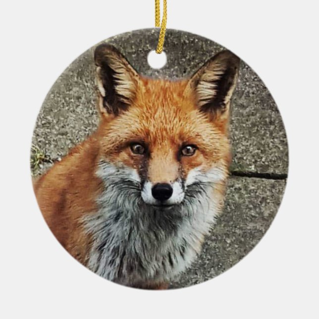 personalized Fox Ceramic Ornament (Front)