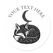 Personalized Fox & Crescent Moon Nature Sticker
