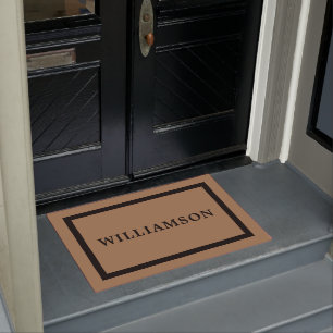 Personalized Framed Brown Black Welcome Doormat