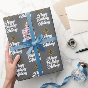 Personalized Freemason Masonic Square Birthday Wrapping Paper