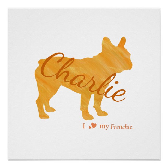 Personalized French Bulldog Pastel Orange Frenchie Poster (Front)