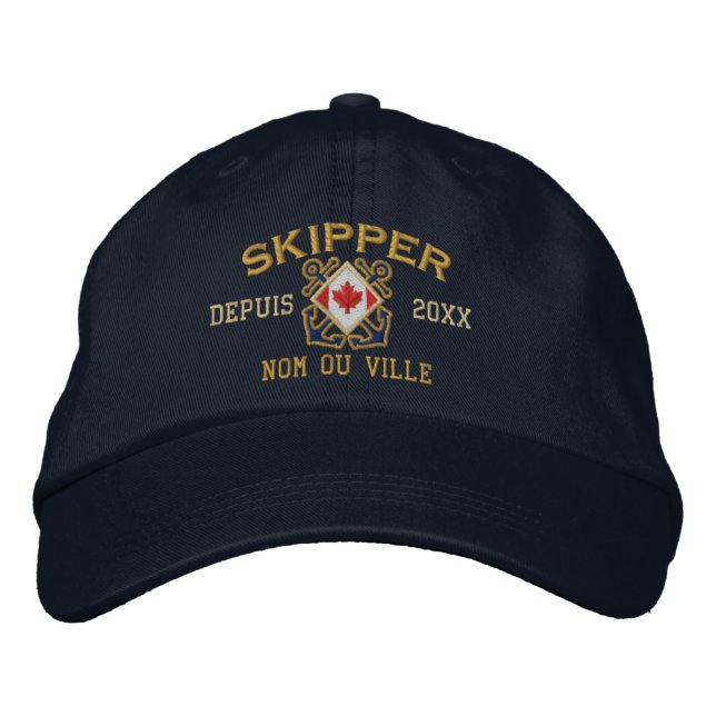 Personalized French Canadian Skipper Nautical Embroidered Hat (Front)