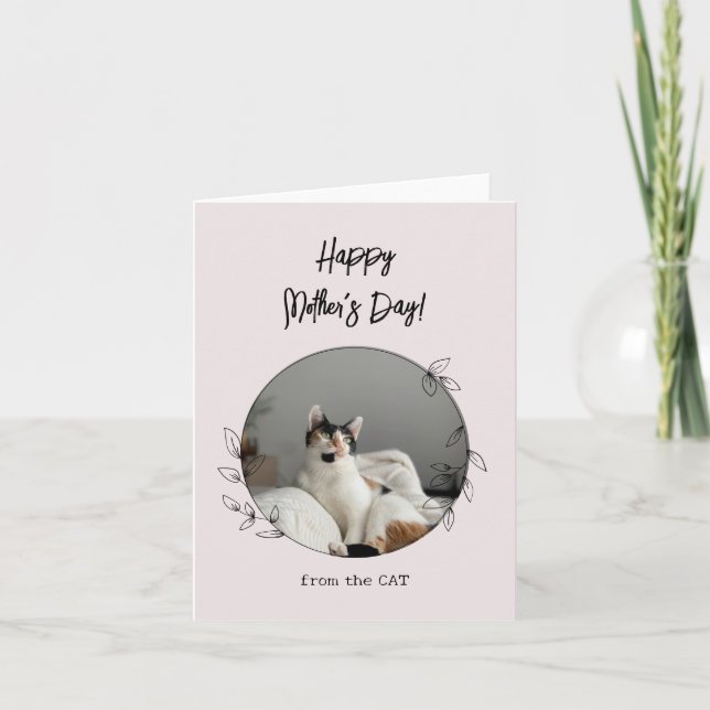 Personalized From the Cat Happy Mother's Day Rose Card (Front)