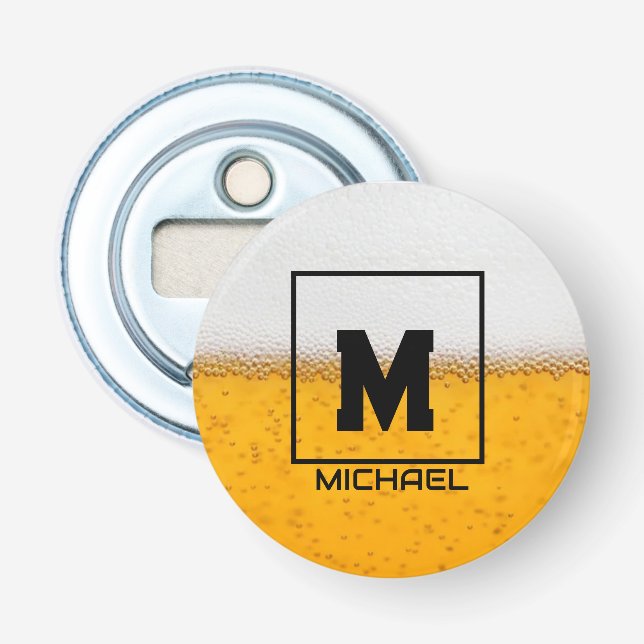 Personalized Frosted Beer Mug with Custom Name Bottle Opener (Front)