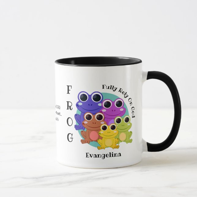Personalized FULLY RELY ON GOD Christian FROG Mug (Right)