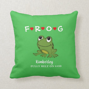 Personalized Fully Rely on God Frog Cushion