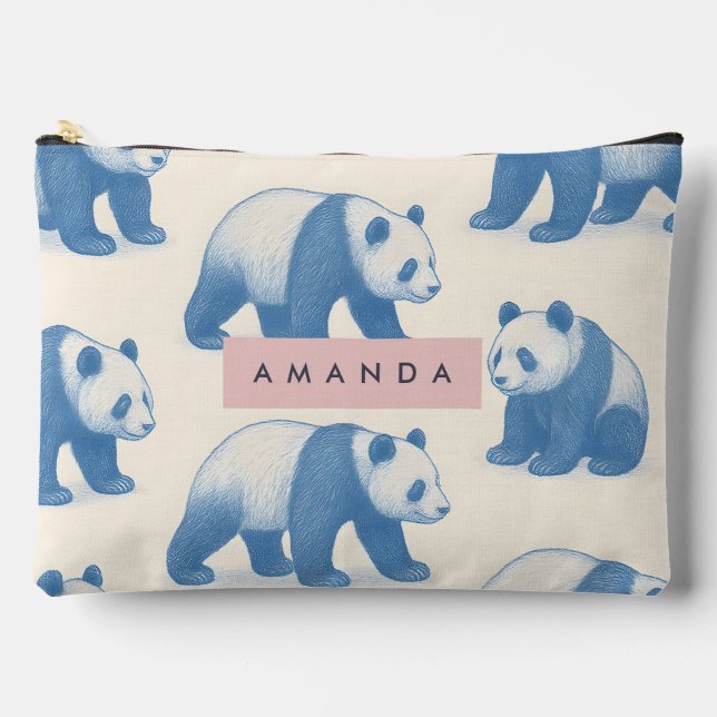 Personalized Fun and Cute Panda Pattern Accessory Pouch (Front)