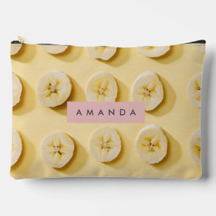 Personalized Fun Banana Slice Yellow  Accessory Pouch