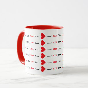 Personalized Fun Black, Red Love and Heart Pattern Mug