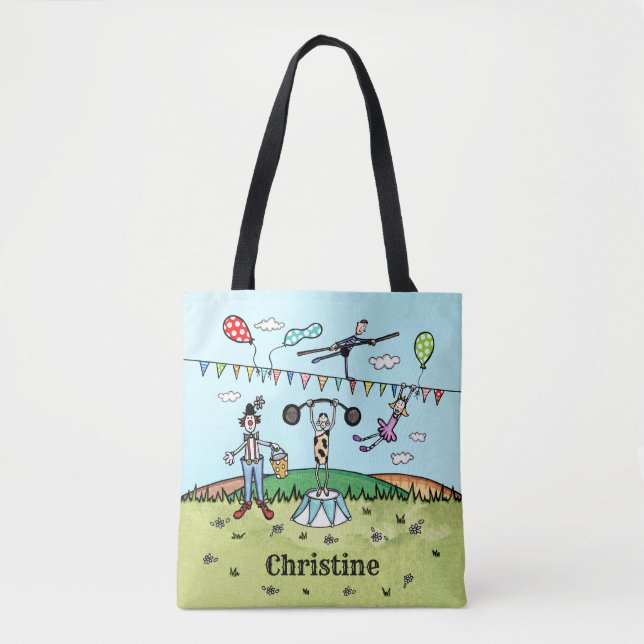 Personalized Fun Circus Themed Tote Bag (Front)