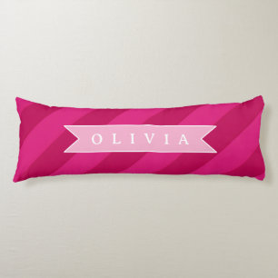 Personalized Fun Cute Modern Pink Stripe Body Cushion