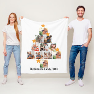 Personalized Fun Family Christmas 11 Photo Collage Fleece Blanket