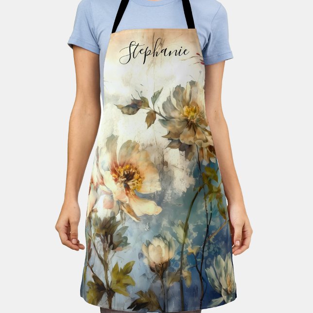 Personalized Fun Moody Floral Watercolor Apron (Creator Uploaded)
