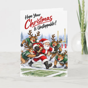Personalized Funny American Football Christmas Holiday Card