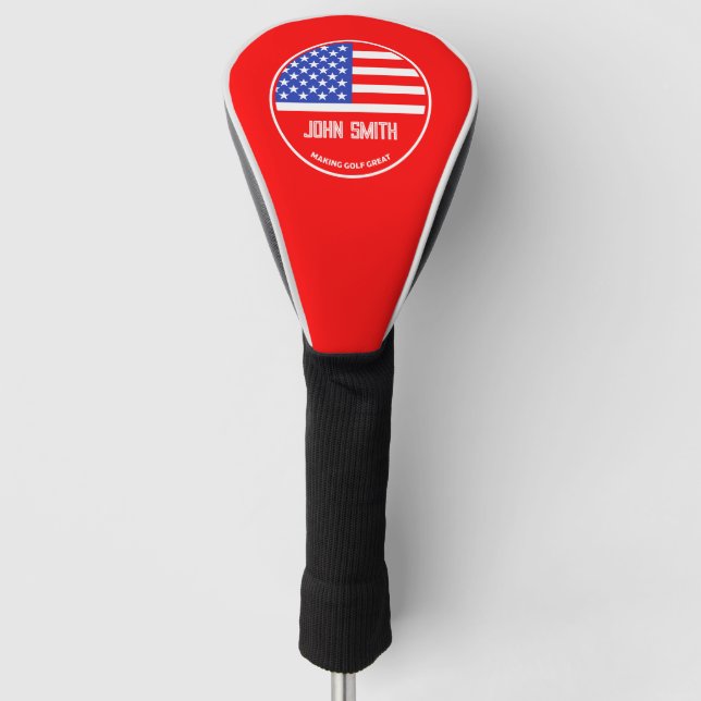 Personalized Funny American Golf Player Head Cover (Front)