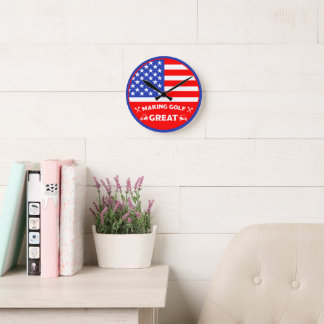 Personalized Funny American Golf Player Round Clock