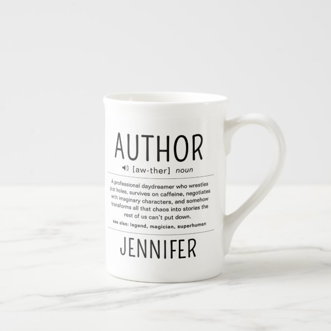 Personalized Funny Author Writer Definition Bone China Mug (Right)