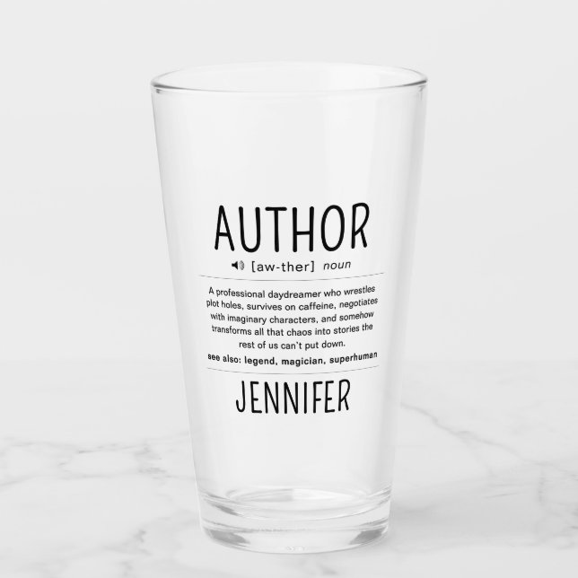 Personalized Funny Author Writer Definition Glass (Front)