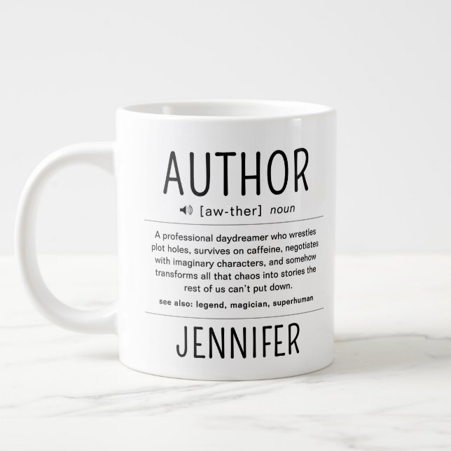 Personalized Funny Author Writer Definition Large Coffee Mug (Left)