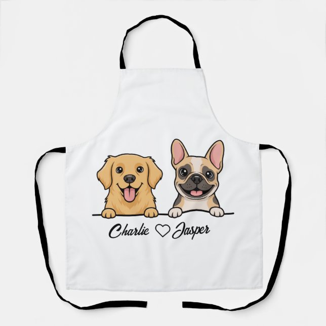 Personalized Funny Dog Face Apron | Custom Dog Mom (Front)