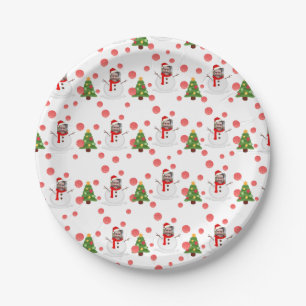 Personalized funny face photo snowman paper plate