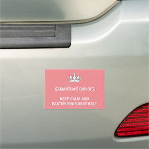 Personalized Funny Girly Keep Calm Pink Car Magnet