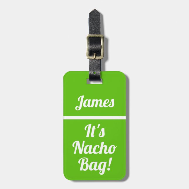 Personalized Funny Green Attention Luggage Tag (Front Vertical)