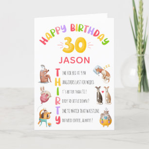 Personalized Funny Jokes Happy 30th Birthday Card