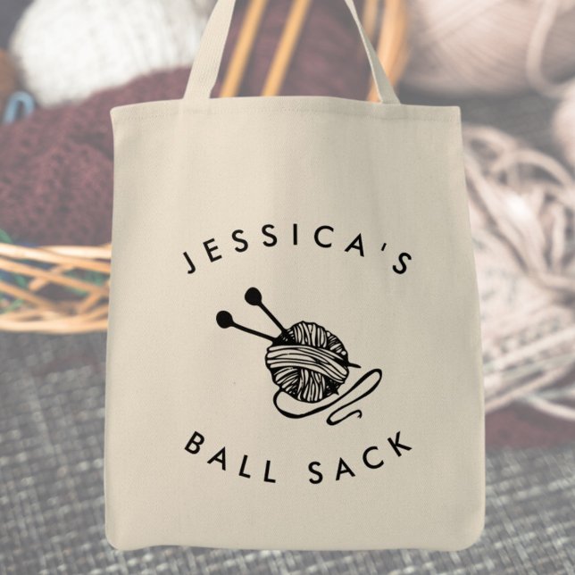 Personalized Funny Knitting Ball Sack Tote Bag (Personalised Funny Knitting Ball Sack Tote Bag)