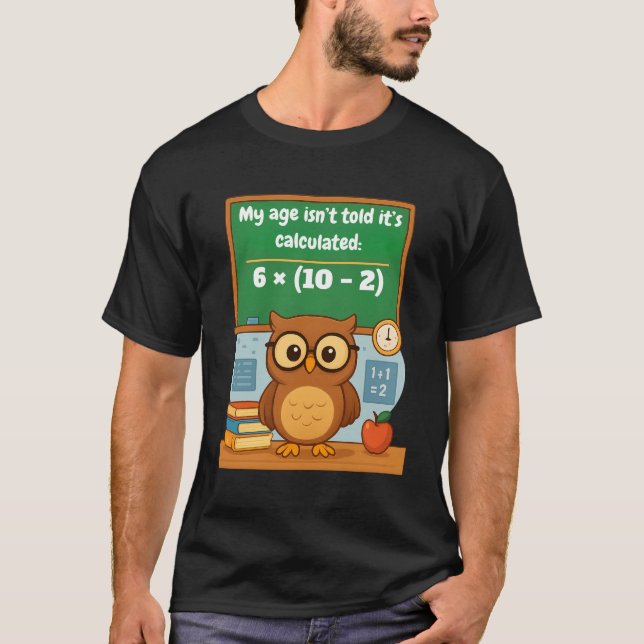 Personalized Funny Math Lover Humor Owl Birthday  T-Shirt (Front)