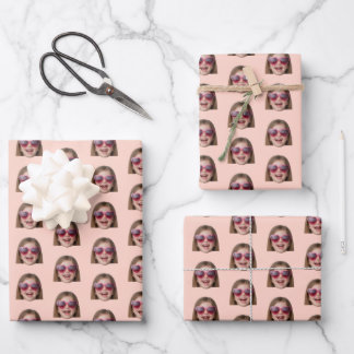 Personalized Funny Peach Custom Face Photo Wrapping Paper Sheet