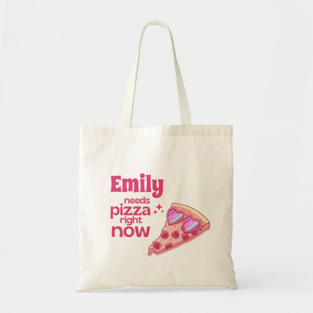 Personalized Funny Pizza Love Gift Tote Bag (Front)
