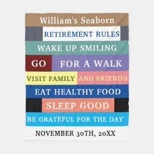 Personalized Funny Retirement Rules Humor  Fleece Blanket