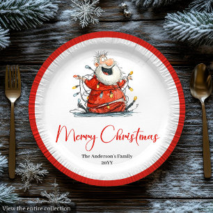 Personalized Funny Santa Claus Holiday Paper Plate