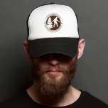 Personalized Funny Sasquatch Location and Research Trucker Hat<br><div class="desc">A must for every cryptid hunter. Easily add your state or club name and your date. Logo & text colors also fully customizable!! Not sure how - ask me,  I'm happy to help.</div>