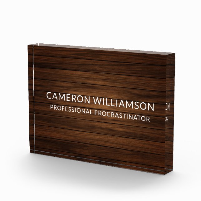 Personalized Funny Wood Paneling Procrastinator Photo Block (Right)