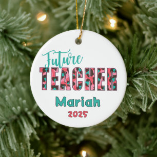 Personalized Future Teacher Leopard Print Ornament