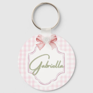 Personalized Gabriella Baby Girl Nursery Bow Key Ring