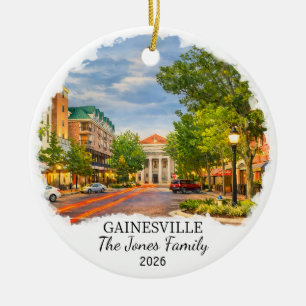 Personalized Gainesville Ornament, Custom Florida Ceramic Ornament